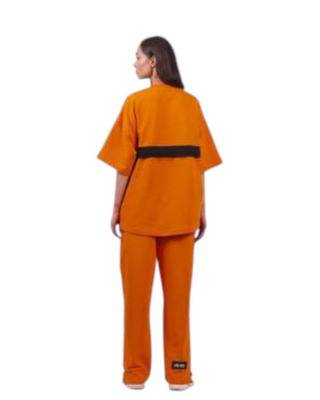 ORANGE T-SHIRT WITH BLACK BACK LINE