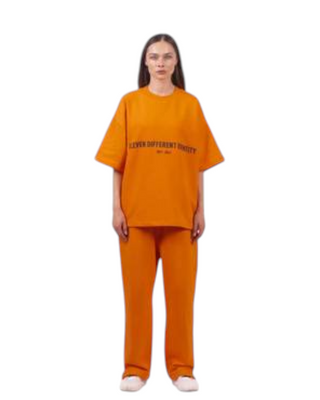 ORANGE T-SHIRT WITH BLACK BACK LINE