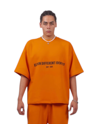 ORANGE T-SHIRT WITH BLACK BACK LINE