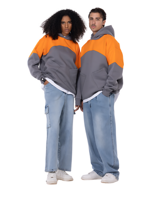 HOODIE ORANGE & GRAY