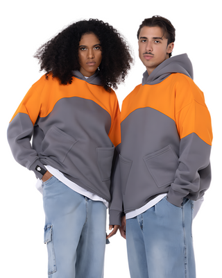 HOODIE ORANGE & GRAY