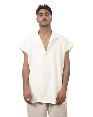 Ivory Linen Sleeveless Shirt